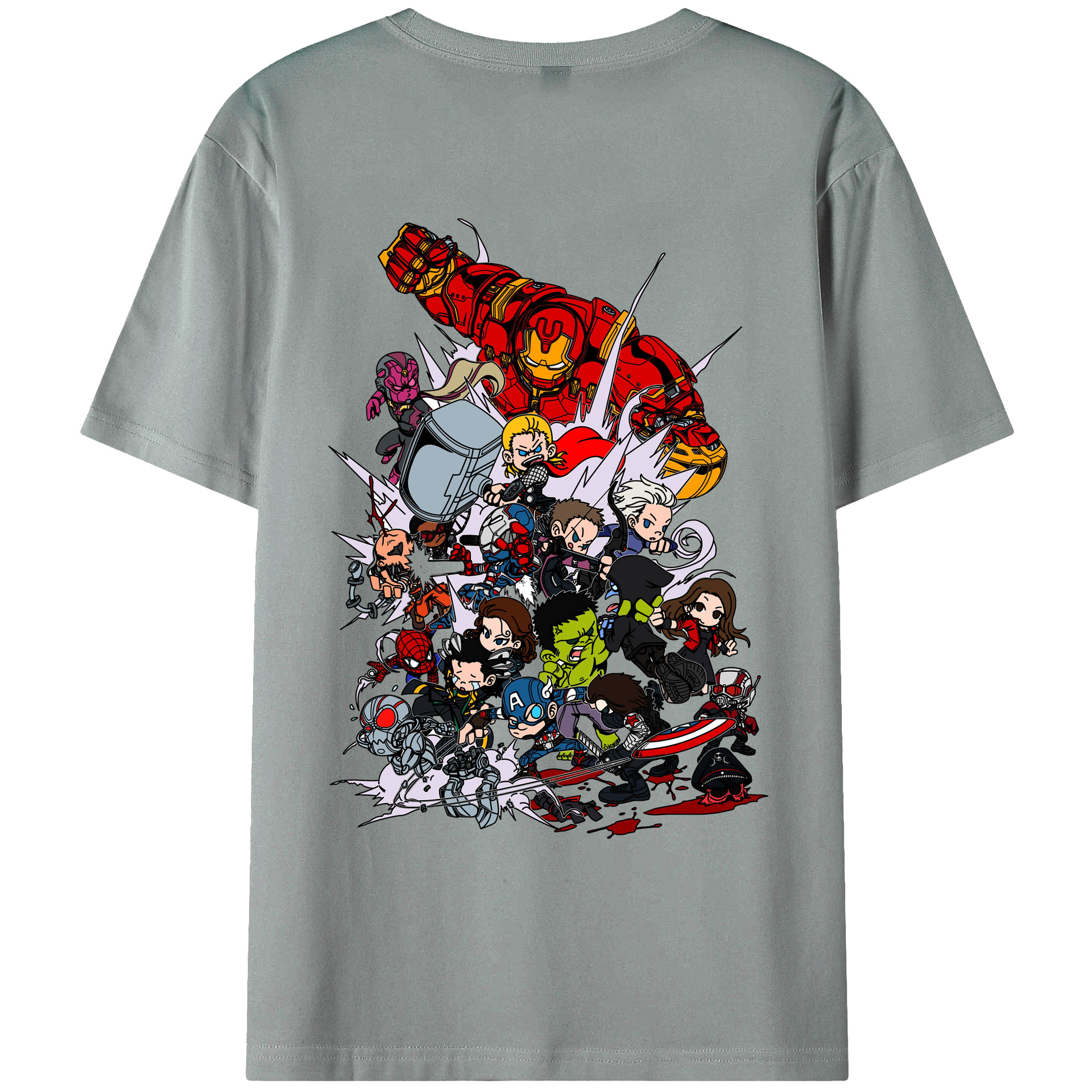 （画像用） アベンジャーズ The Avengers 綿100％ メンズ半袖Tシャツ（バックプリント） 通気性